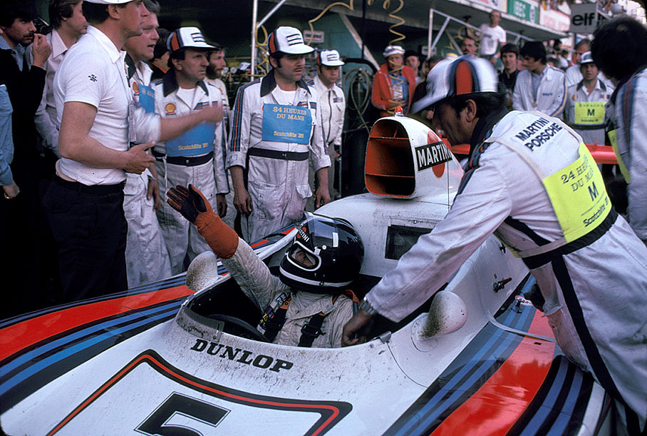 Martini Racing Porsche System's Porsche 936/78 (Type-935 2.1L Turbo Flat-6) #5 driven by Jacky Ickx, Henri Pescarolo and Jochen Mass