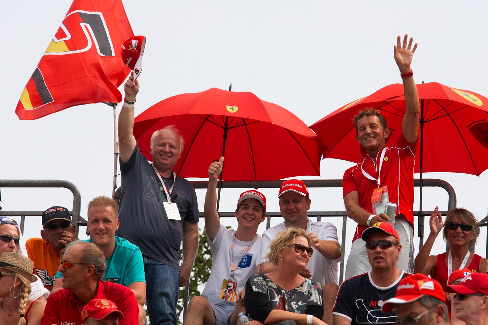 Sebastian Vettel's father Norbert (left) on the stand at 1st chicane, Monza, Italian Grand Prix, 2016
