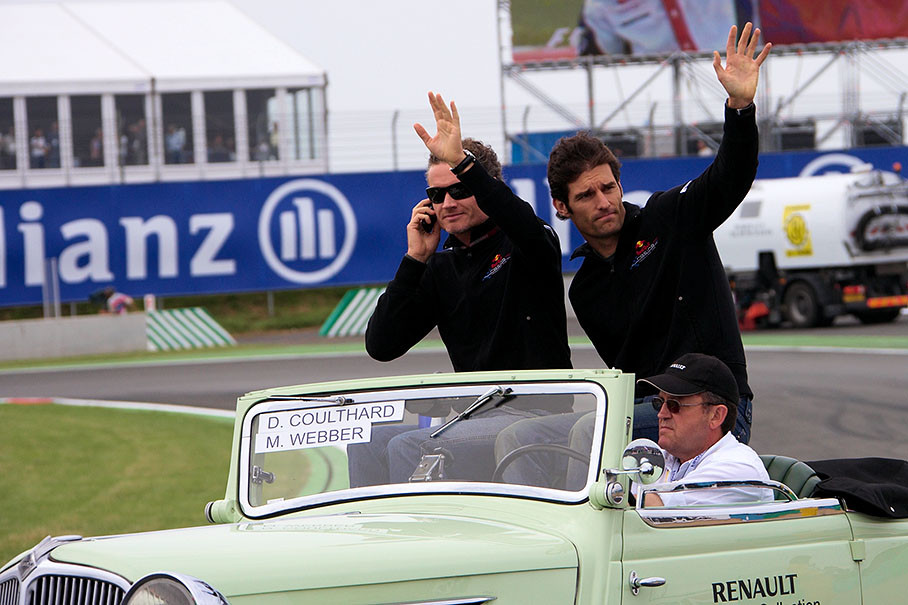 Red Bull drivers Coulthard and Webber, DC as always a smart businessman :)