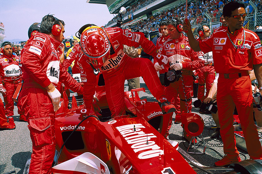 Michael Schumacher taking a seat