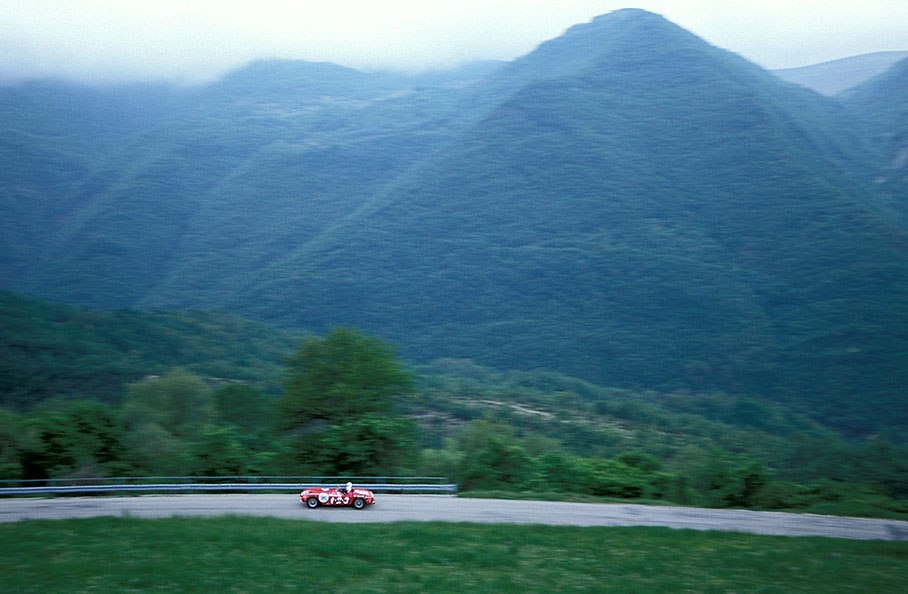 Audi's touring car pilot Emanuele Pirro and his wife Marlene did compete the Mille Miglia 1998 in the dramatic 375 MM Spider Pinin Farina s/n 0376AM