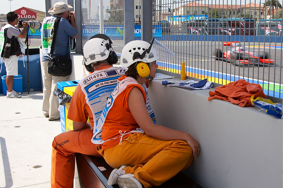 Button enters the straight under the eyes of alert marshals and photographers