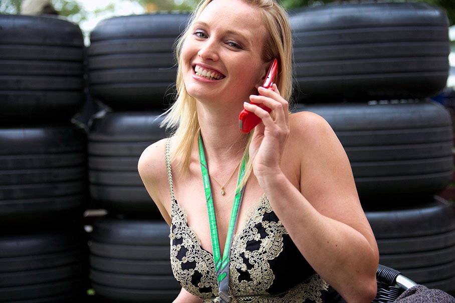 German top model "Anett" posing for a telecom sponsor
