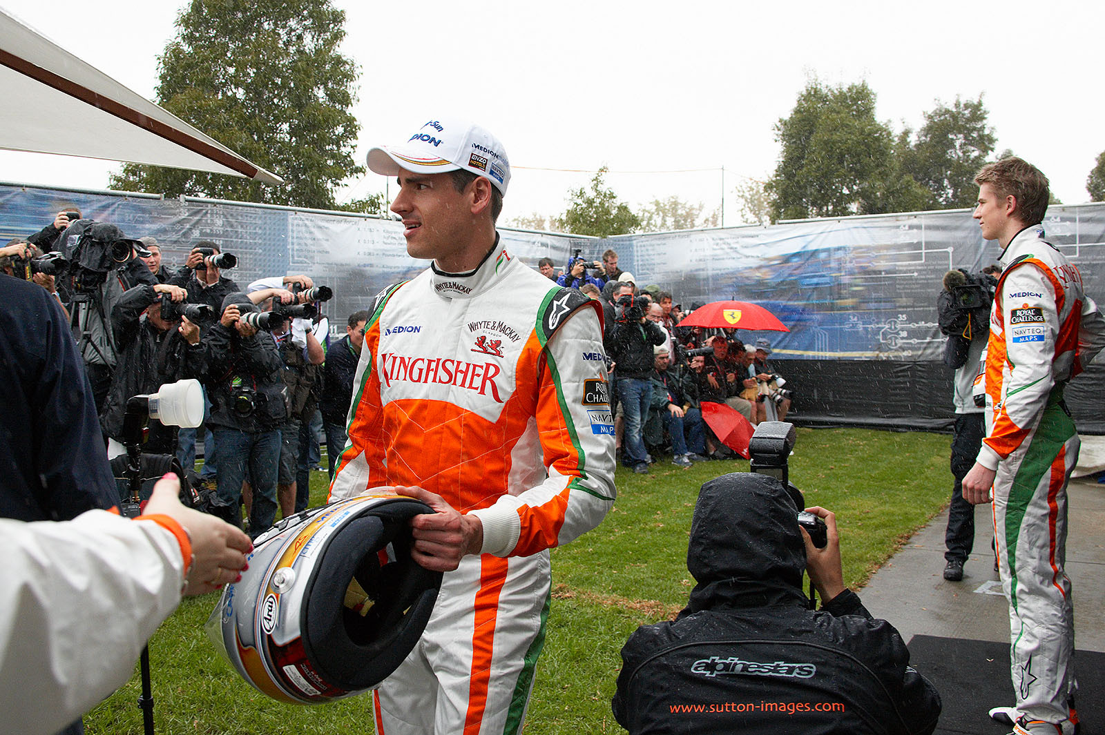 Force India drivers Sutil and Huelkenberg attended the annual driver photo shooting