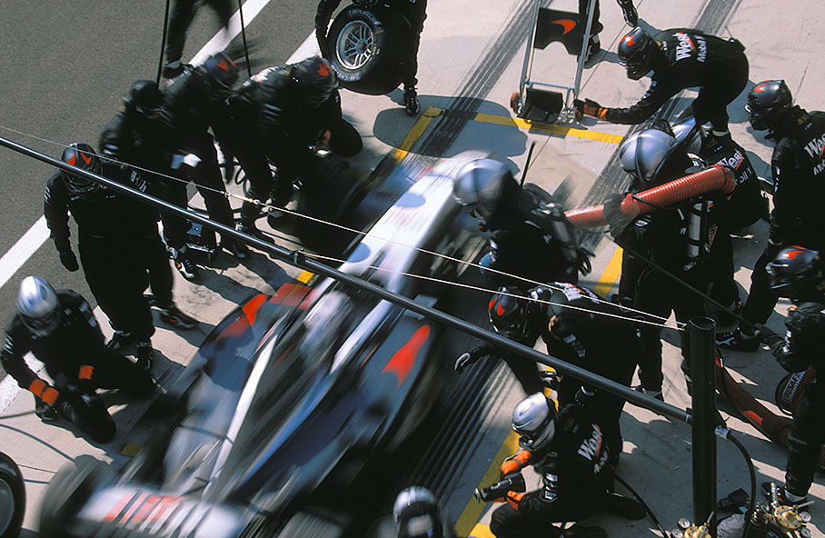David Coulthard into the pits