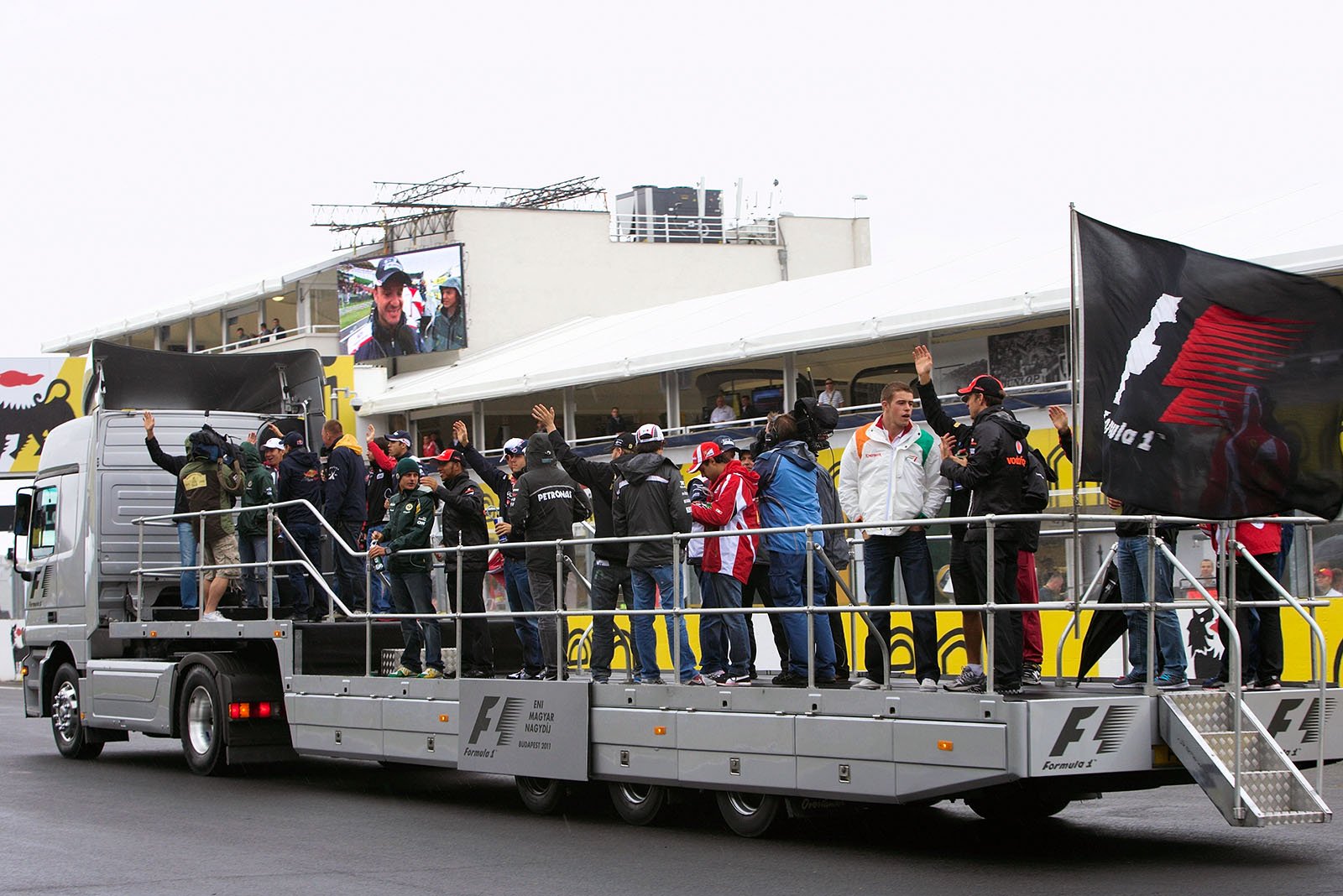 Drivers on the parade truck