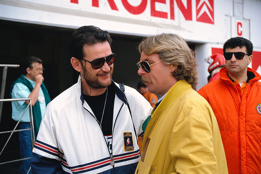 Lamborghini test driver Valentino Balboni and former F1 driver Keke Rosberg