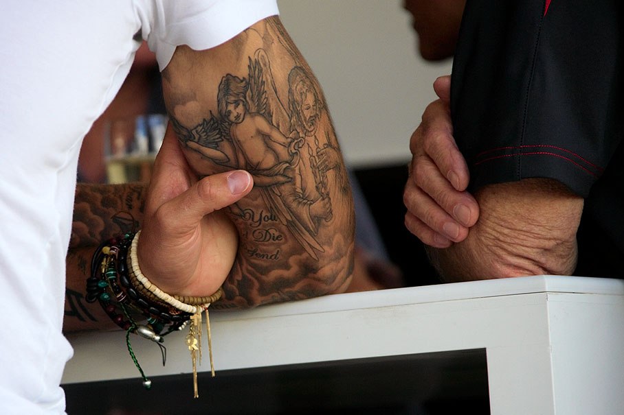 David Beckham's arm tattoo