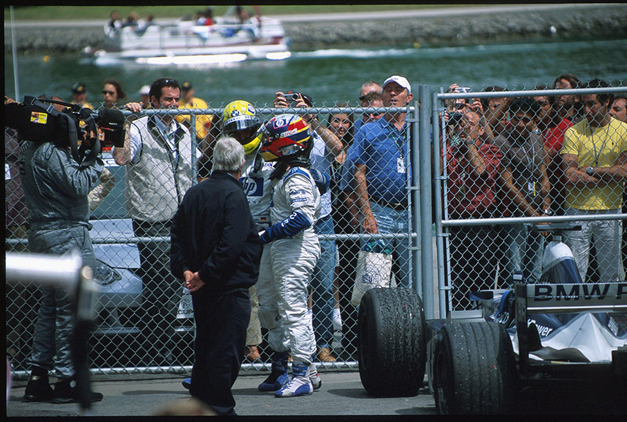 The two Williams drivers in parc fermé after the race