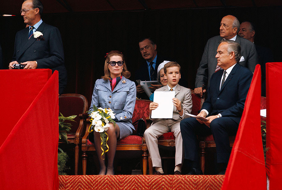 Princess Gracia Patricia, Prince Albert and Prince Rainier de Monaco, Monaco GP 1969