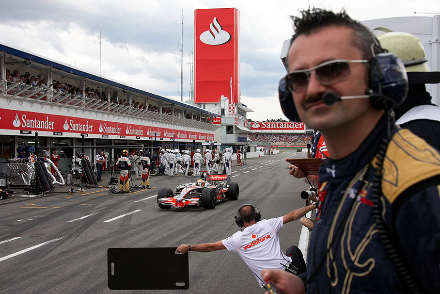 Hamilton's first pit stop