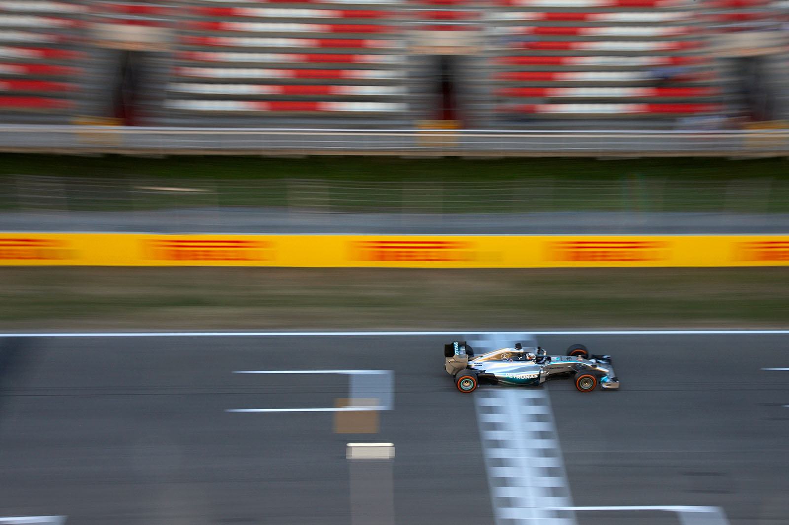 Lewis Hamilton, Mercedes, driving on the main straight