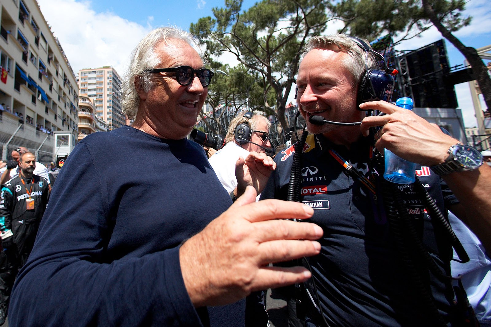 Flavio Briatore and Jonathan Wheatley on the grid, Monte Carlo Grand Prix, 2015