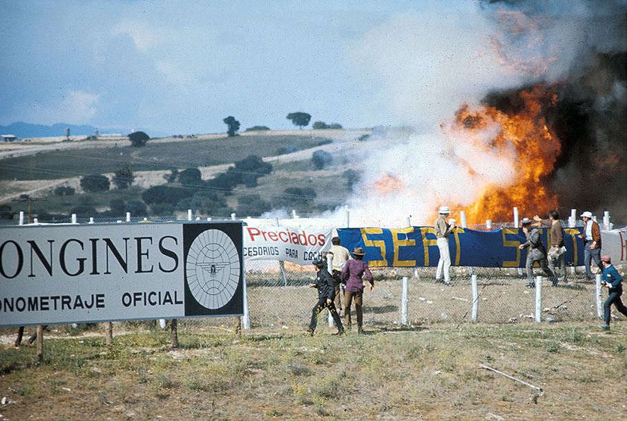 At the start of the race Jack Oliver's BRM collided with Ickx's Ferrari and both cars caught fire but both drivers escaped with relatively minor injuries, Ickx suffering a few burns. The cars however were both destroyed and continued to burn for some time. www.grandprix.com