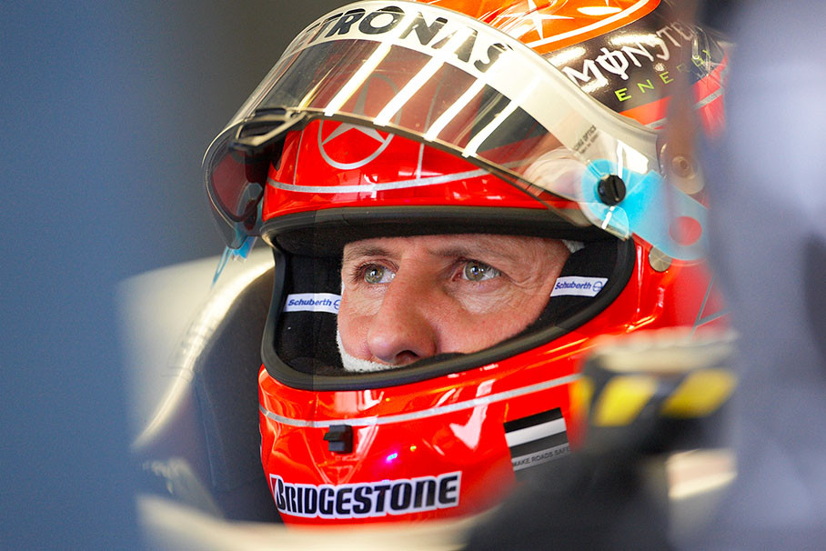 Michael Schumacher in Mercedes GP pits