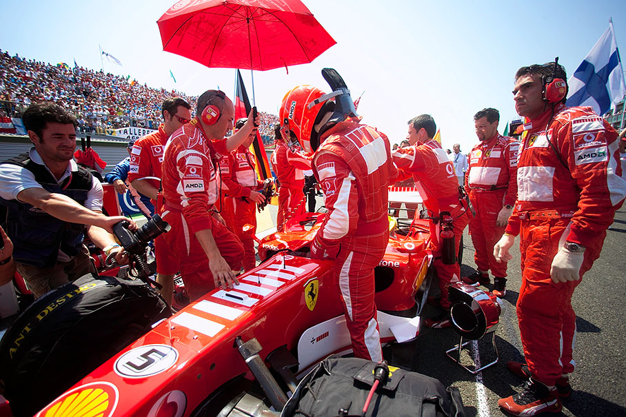 Michael Schumacher taking a seat