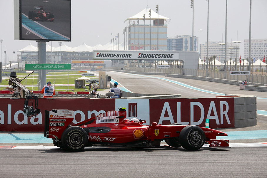 Ferrari's Kimi Raikkonen turns to the longest straight of all Formula 1 tracks
