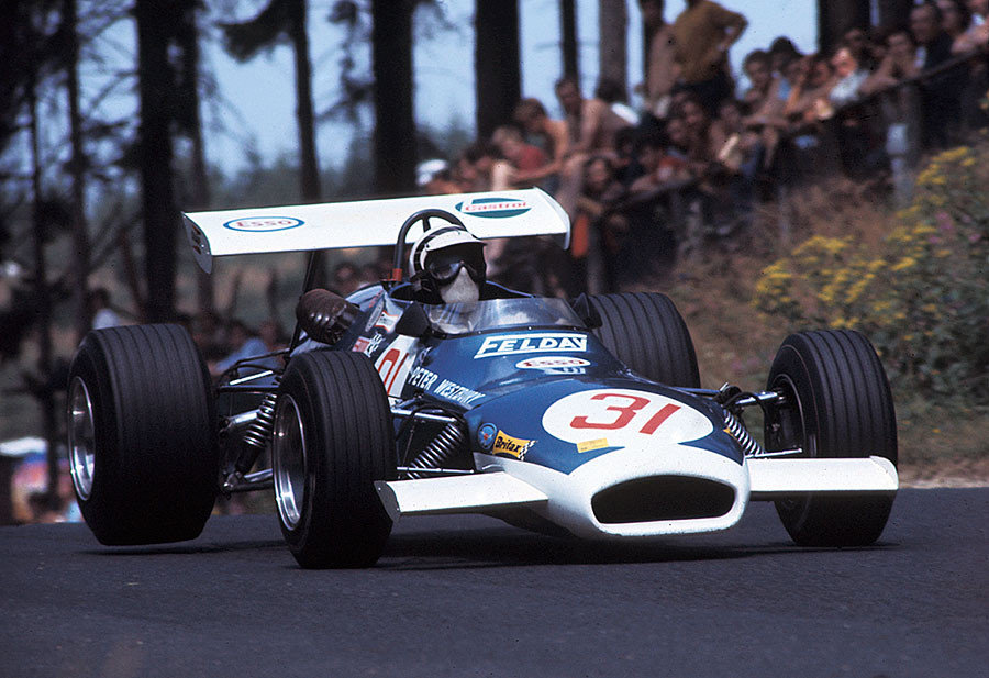 Peter Westbury (GB) on a Formula 2 Brabham BT30 - Cosworth FVA