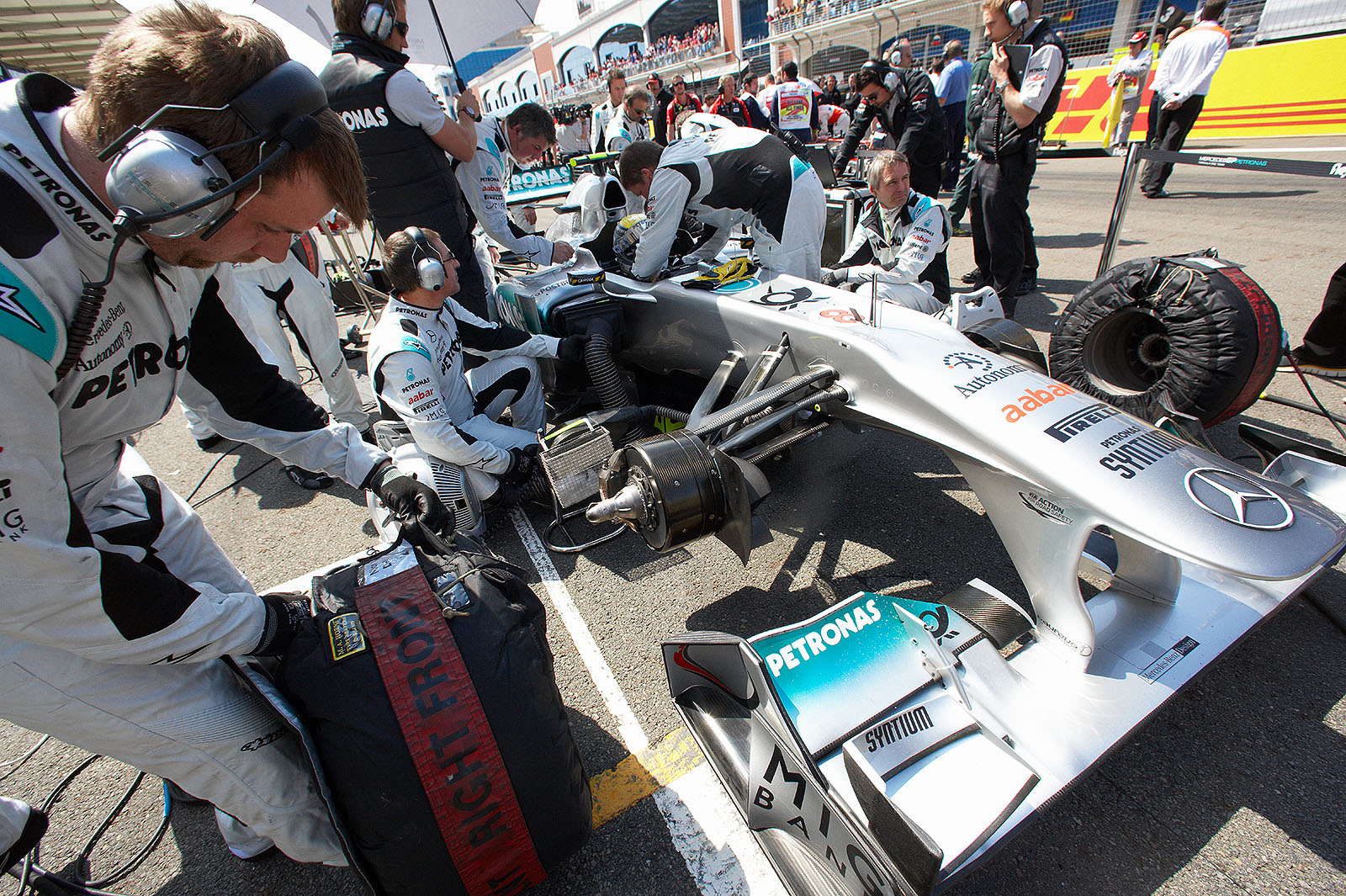 Nico Rosberg sits in the Mercedes car again