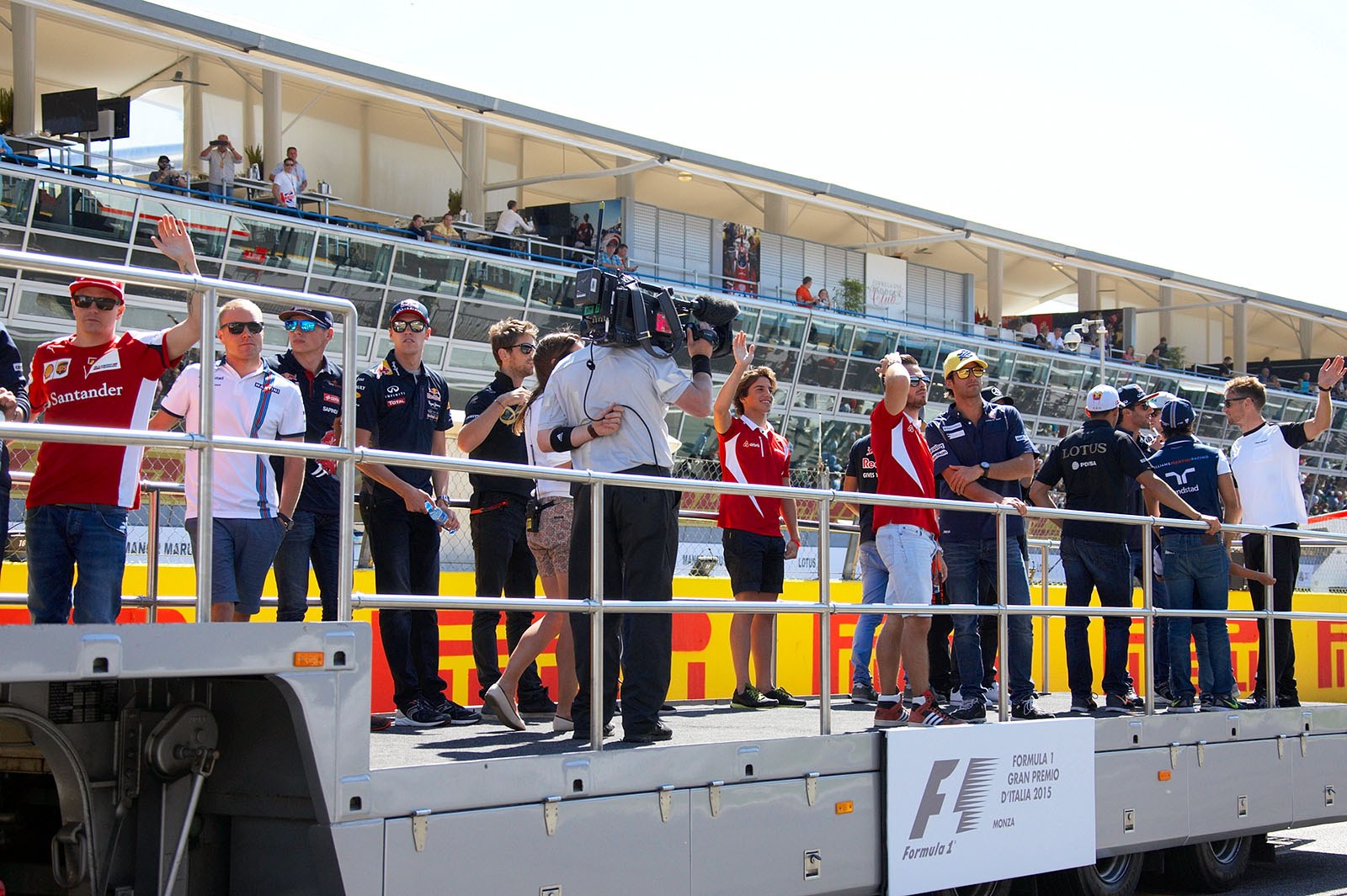 The usual drivers parade truck on its way arround the Monza track