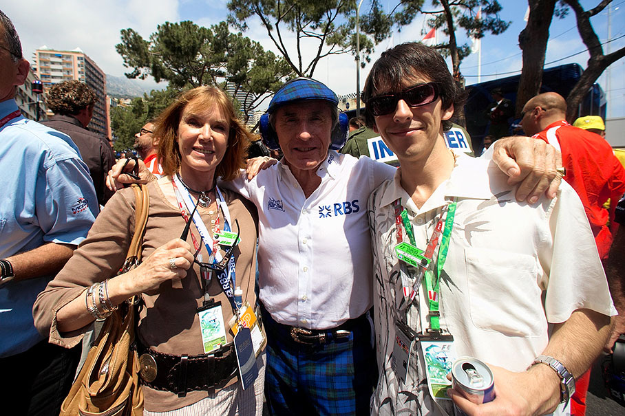 Legend Sir Jackie Stewart with wife Helen and Dhani Harrison