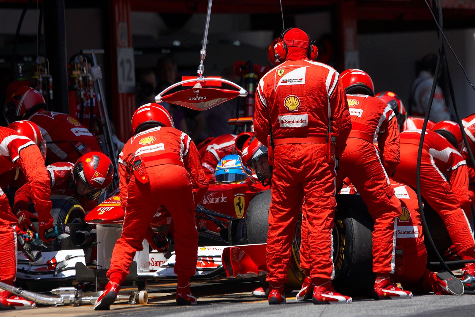 Pit stop of Fernando Alonso, Ferrari.