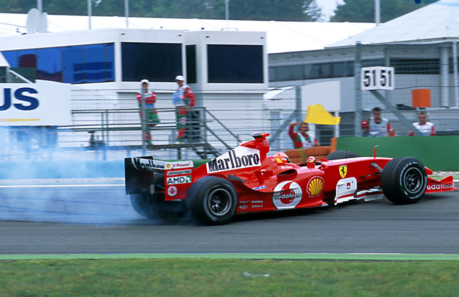 Michael Schumacher spinning in the "Motodrom"