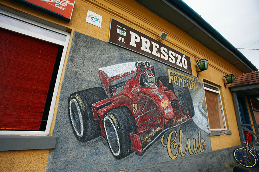 A little pub in Mogyorod depicts Schumacher's Ferrari of 2000