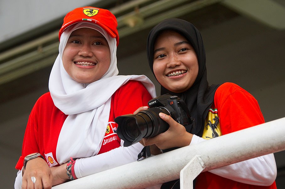Malaysian Ferrari fans show their braces