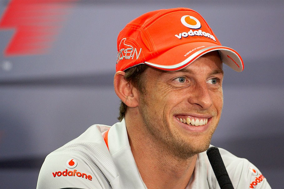 Jenson Button of McLaren during Thursday's press conference