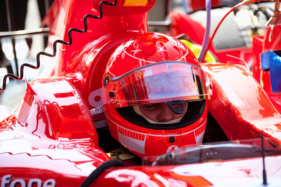 Michael Schumacher concentrating before the start