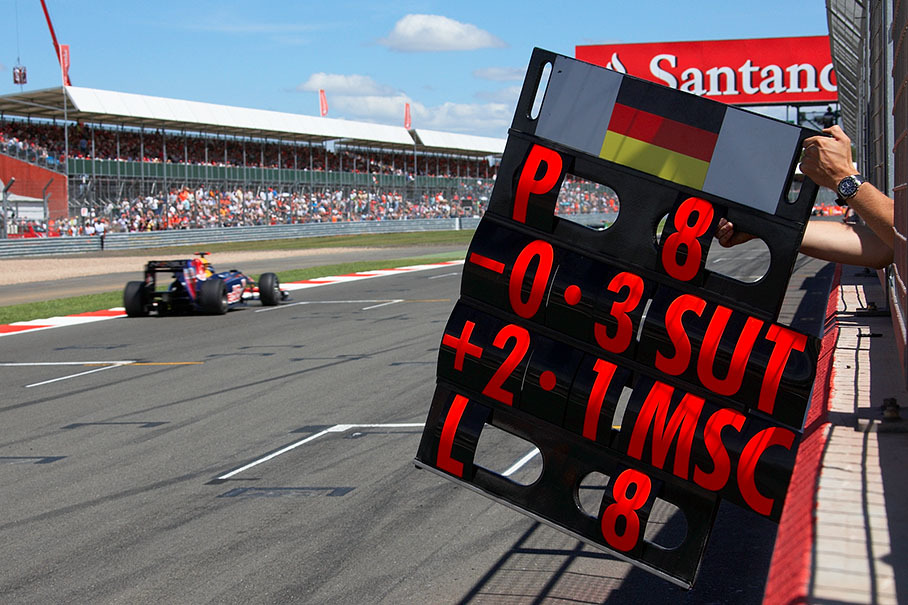 Vettel's pitwall board signals 8th position