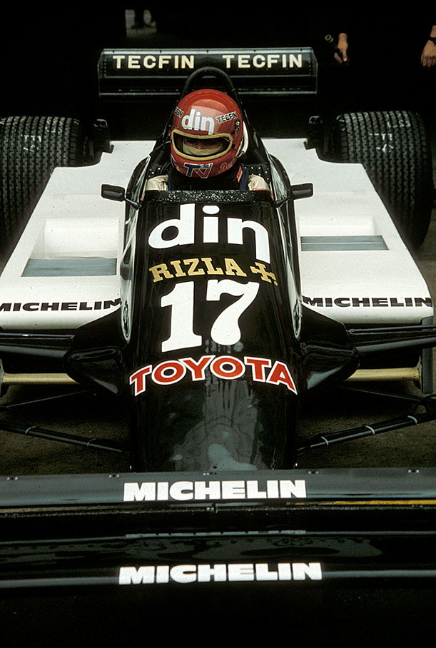 Eliseo Salazar sits in the rain-tyre-equipped March-Cosworth
