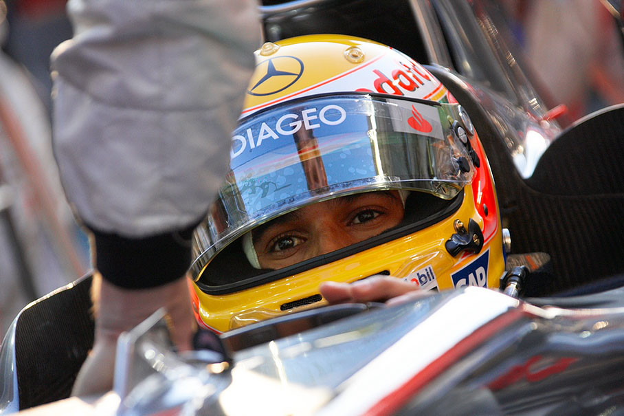 Polesitter Lewis Hamilton concentrates on the race