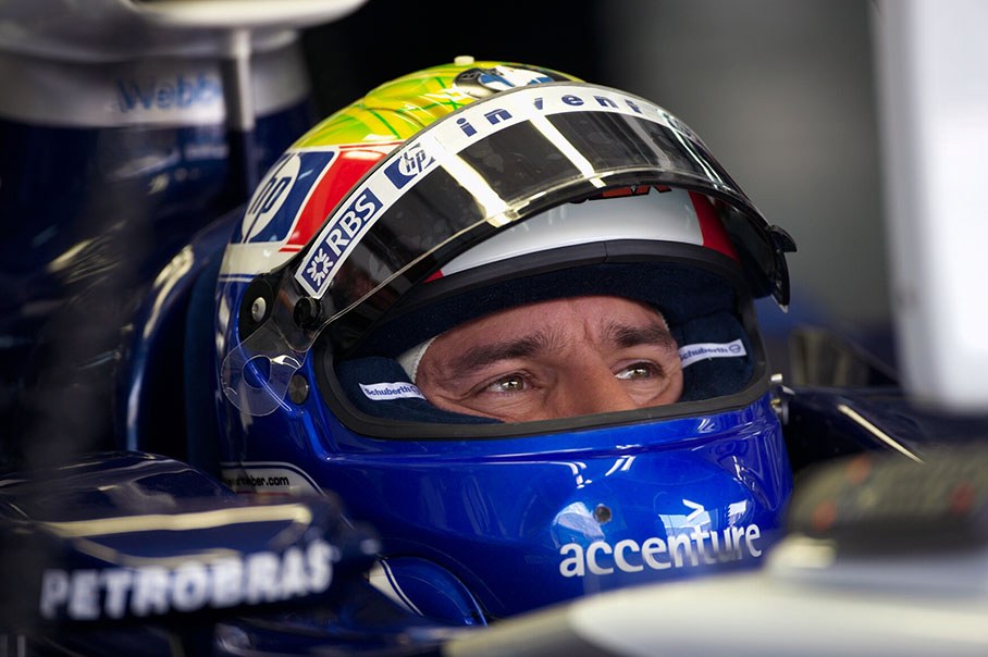 Mark Webber buring practice session