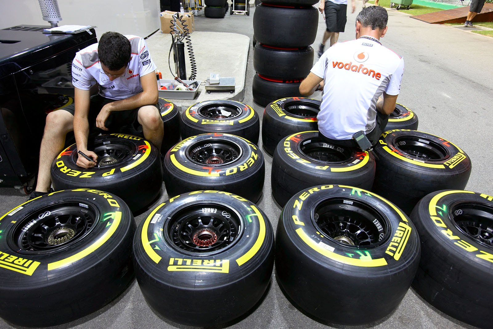 McLaren mechanics take care of the black gold