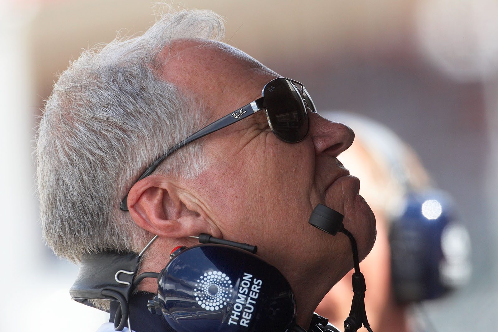 Williams' Patrick Head at the pitlane command center