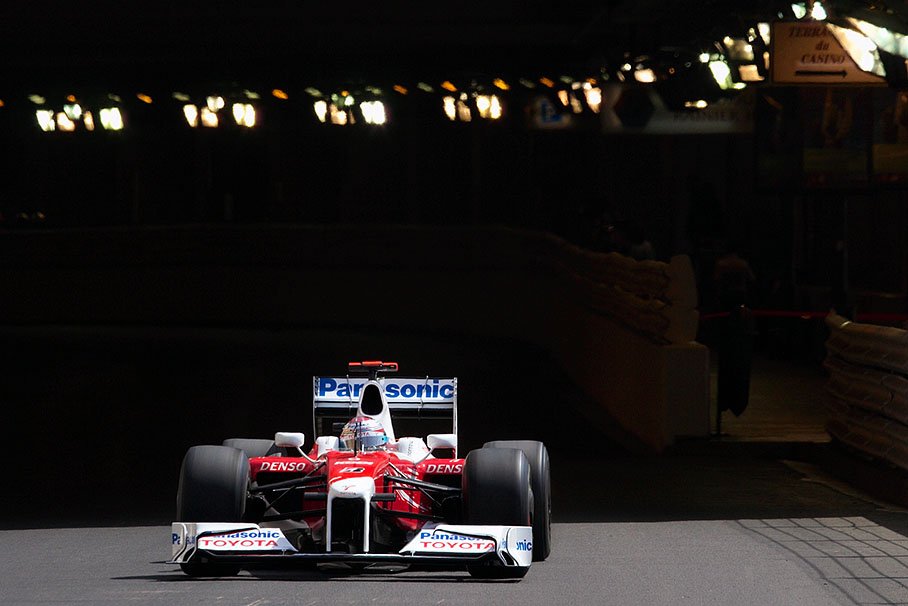 Panasonic Toyota's Jarno Trulli at tunnel exit