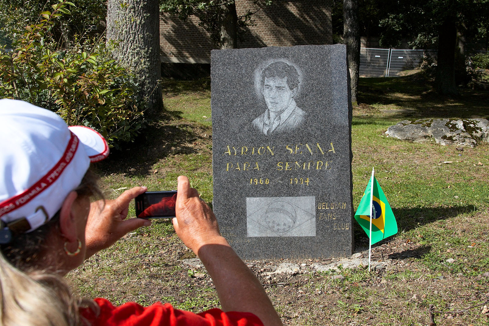 The Ayrton Senna memorial dismisses the race fans at the track gates