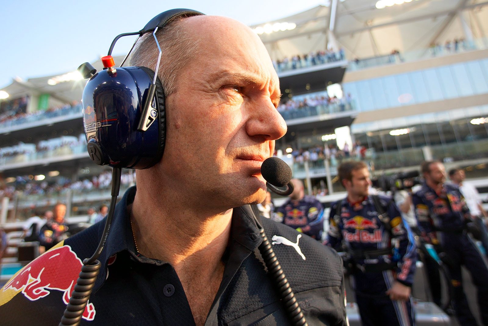A thoughtful Red Bull Racing's chief designer Adrian Newey on the grid