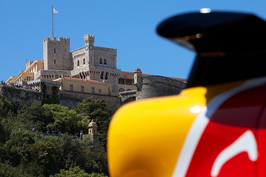 A Red Bull's airbox under the Grimaldi palace