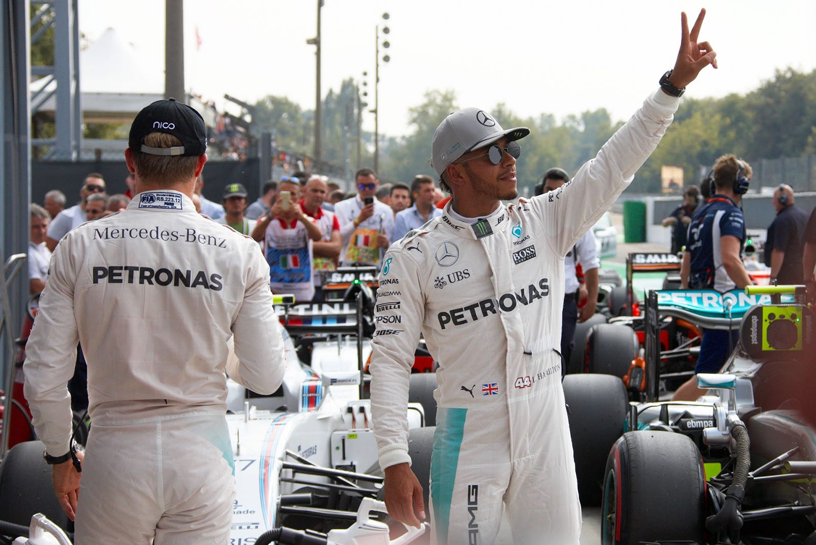 Lewis Hamilton after a supreme pole position lap, his 3rd in a row at Monza, Italian Grand Prix, 2016