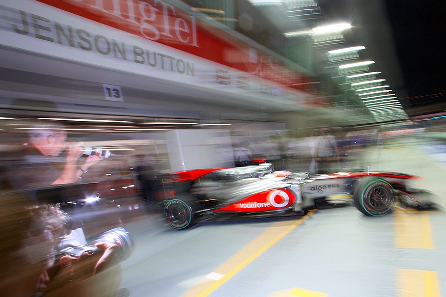 Jenson Button, McLaren Mercedes, out of pits