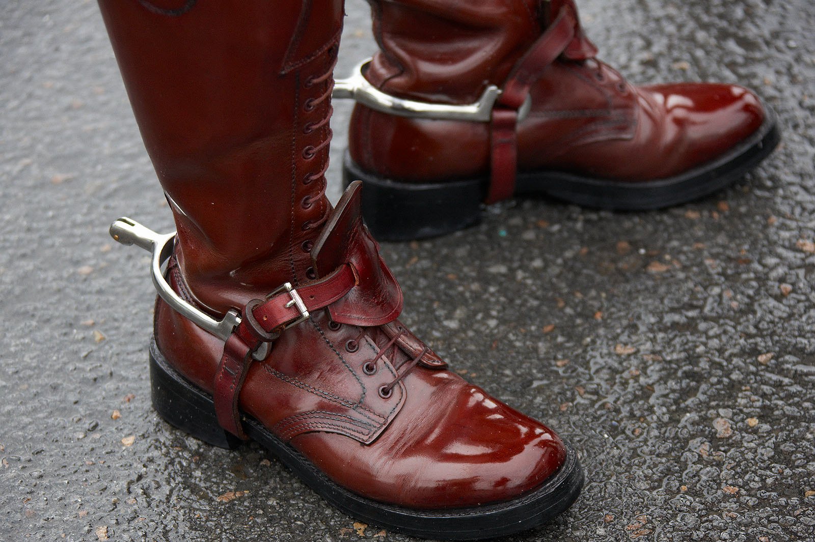 The shiny clean riding boots of a Mounty officer