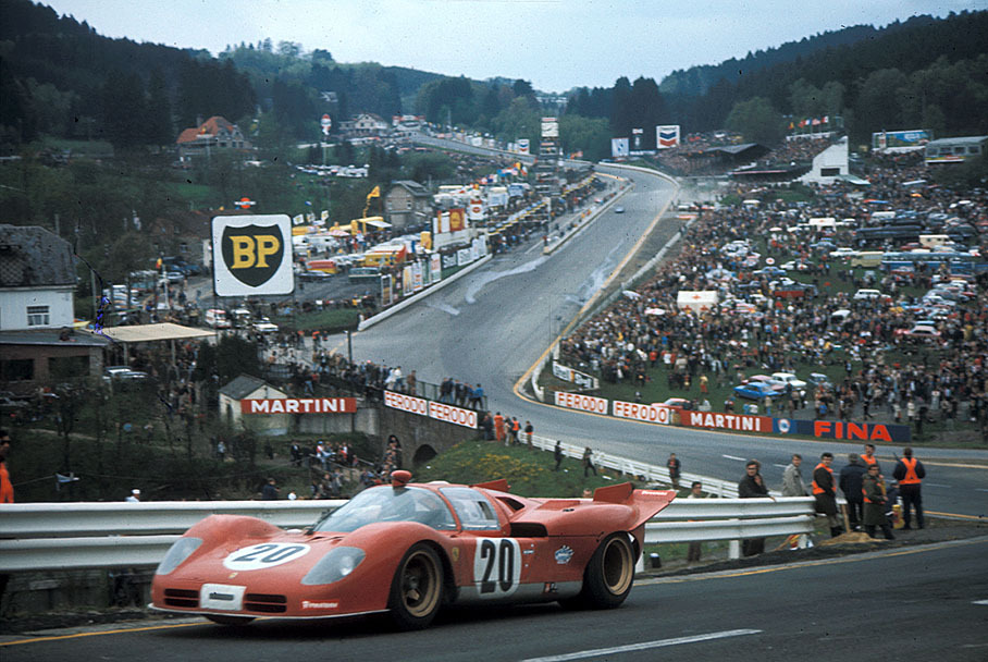 The second placed Ferrari 512 S #1038 driven by Jacky Ickx (B) and John Surtees (GB)