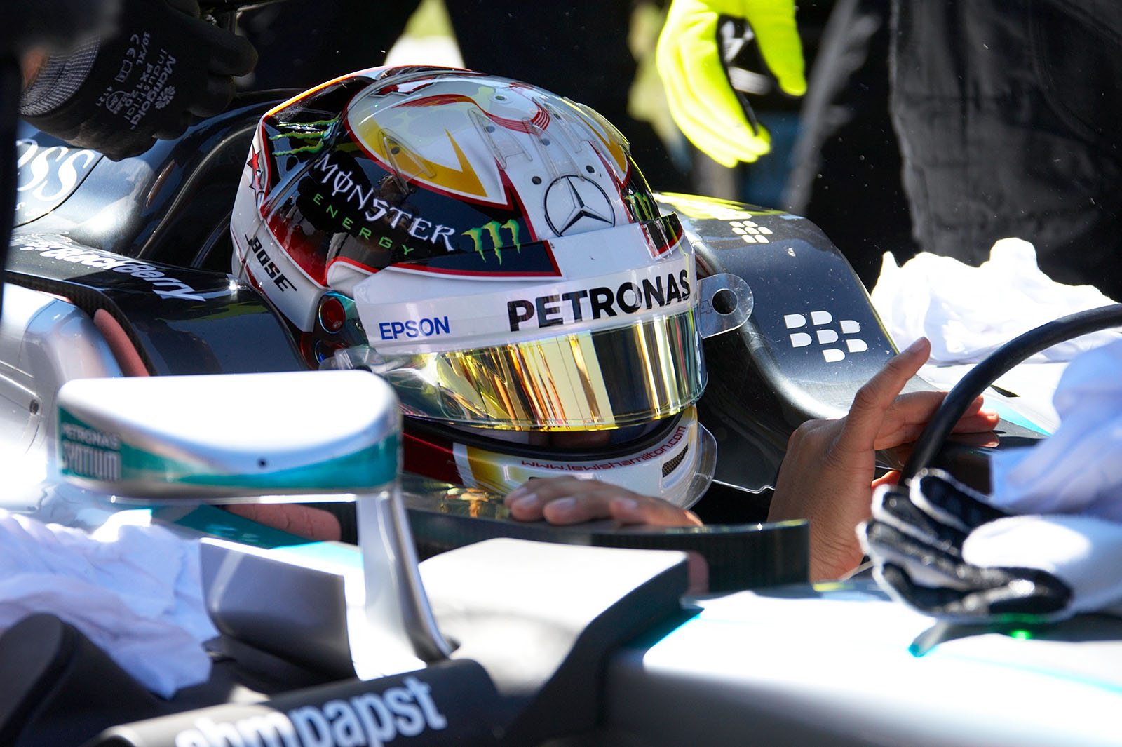 Lewis Hamilton just arriving at his grid position, Italian Grand Prix, Monza, 2015