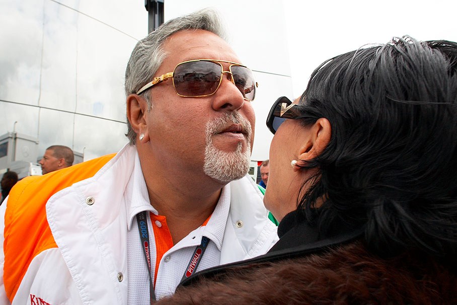 Force India team principal Vijay Mallya welcomes Hannelore Hohensinner