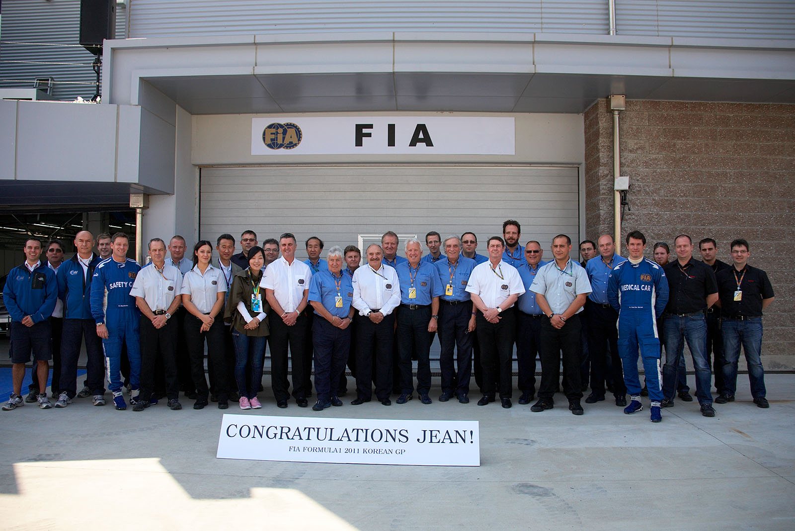 The FIA Formula One officials congratulate their president Jean Todt to his birthday