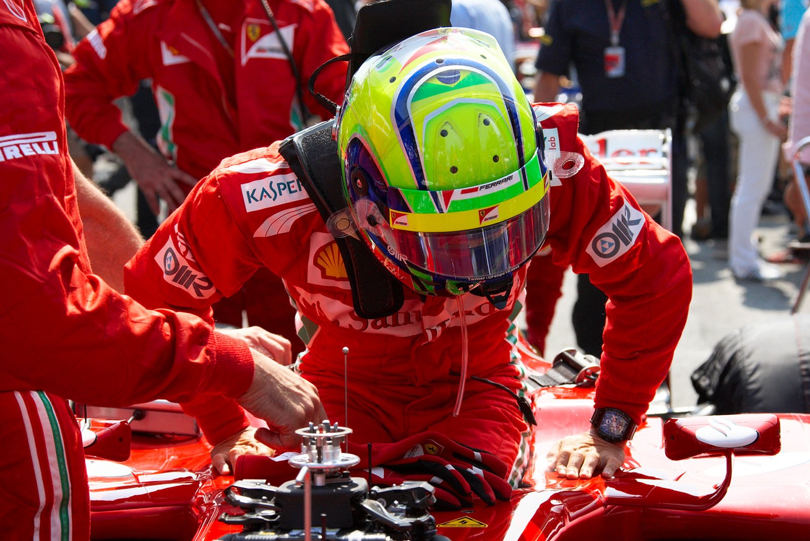 Felipe Massa, Ferrari, prepares on the grid