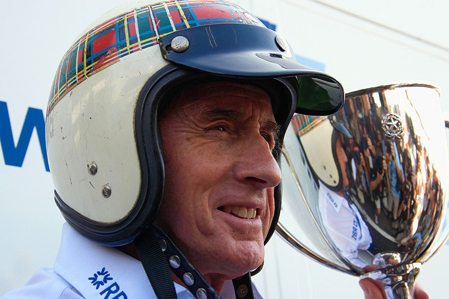 Jackie Stewart, celebrating the 40th anniversary of his first Grand Prix win at Monza in 1965.